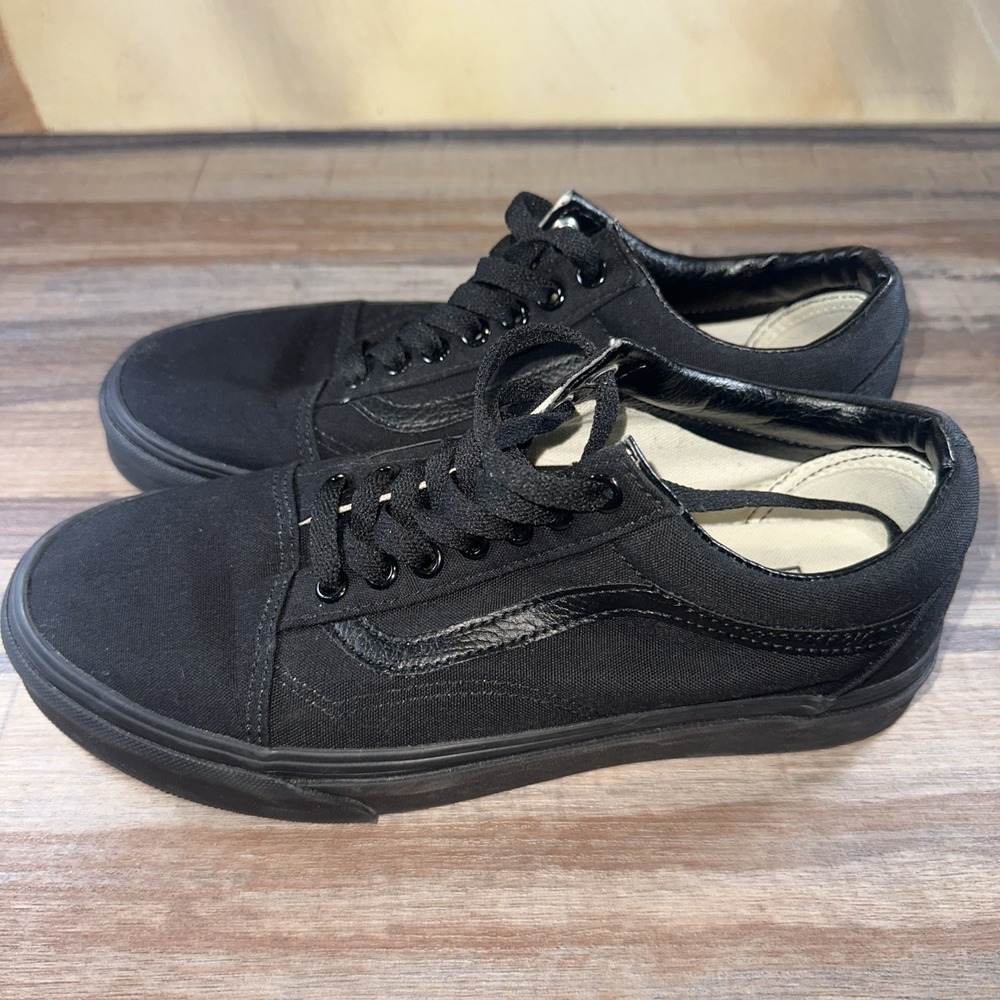 VANS OLD SKOOL BLACK/BLACK LOW CANVAS SNEAKER UNISEX SHOES SIZE 7 M 8.5 W
